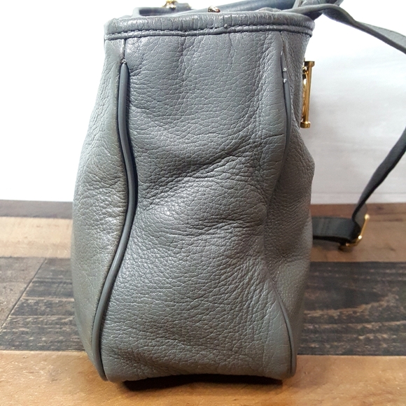 Tory Burch Leather Horsebit Satchel Crossbody Handbag Gray - Picture 7 of 16